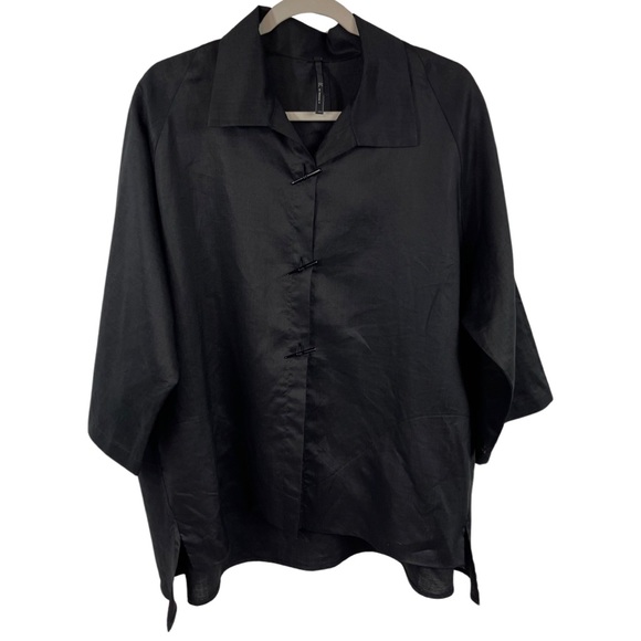 I.C. by Connie K Tops - I.C. By Connie K 100% Linen Lagenlook Blouse XXL Black